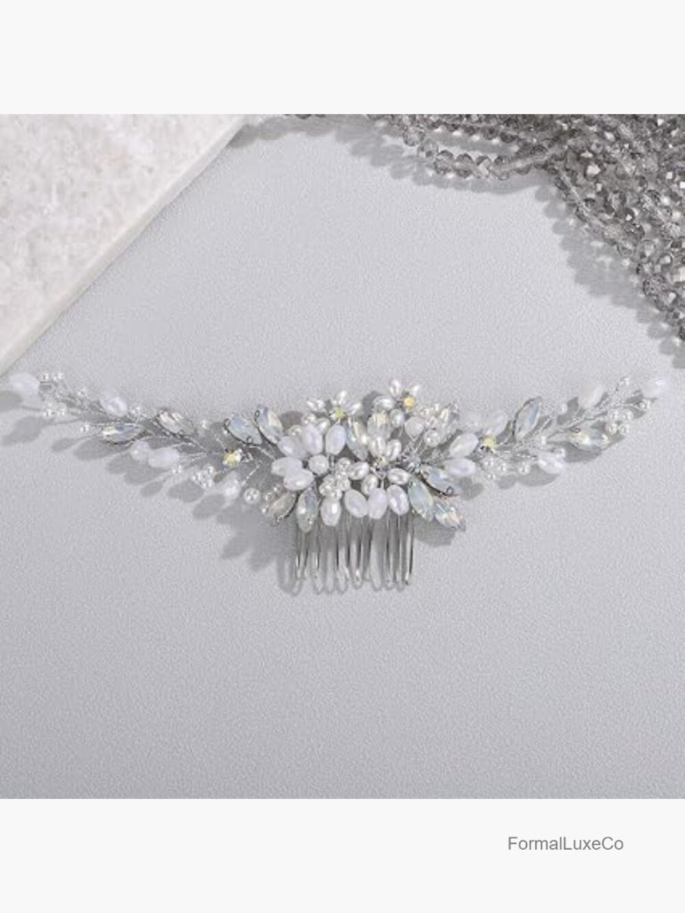 Rhinestone Crystal Pearls Hair Comb Wedding Bridal Headpiece Accessory